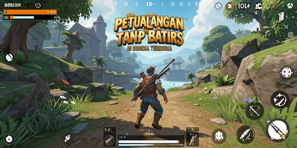 Tampilan gameplay mendalam dunia terbuka di 888IDR.