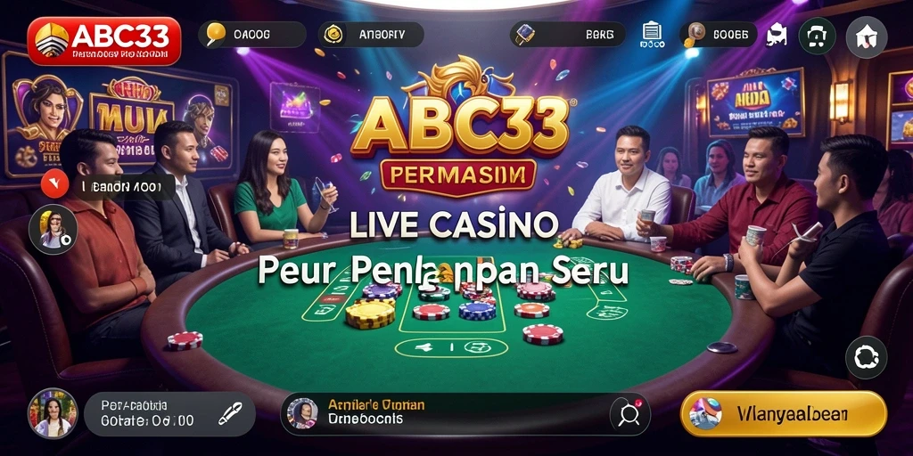 Screenshot gameplay ABC33 dengan dealer langsung yang interaktif.