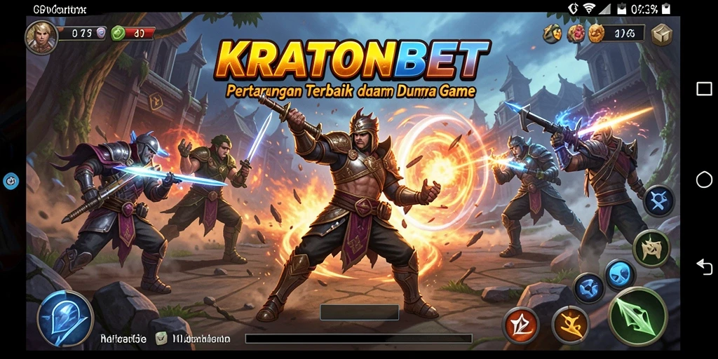 Tampilan pertarungan seru di KRATONBET dengan karakter unik.