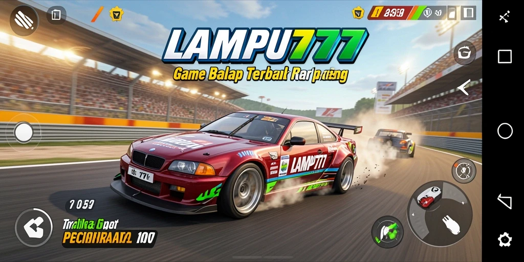 Tampilan gameplay LAMPU777 dengan trek balap yang seru dan mendebarkan.