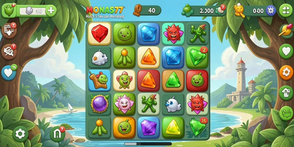 Tampilan gameplay MONAS77 yang penuh warna dan menawan.