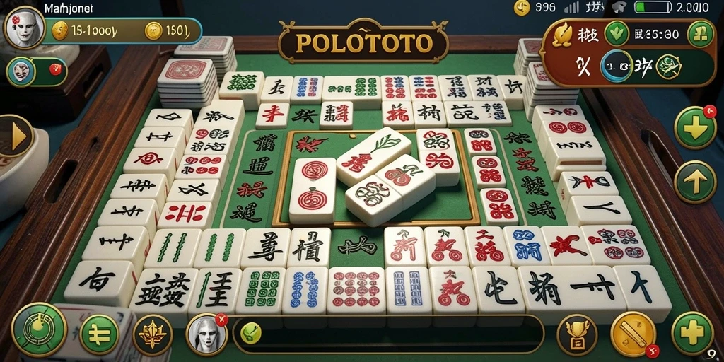 Tampilan gameplay POLOTOTO dengan ubin Mahjong yang cantik.