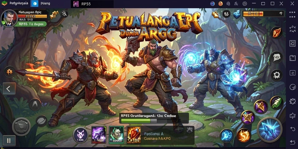 Screenshot menunjukkan momen epik dalam gameplay RP55 di dunia ARPG.