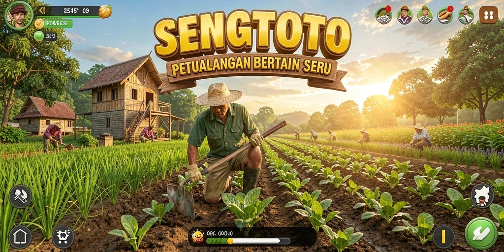 Tampilan gameplay SENGTOTO yang menampilkan aktivitas pertanian yang menarik.