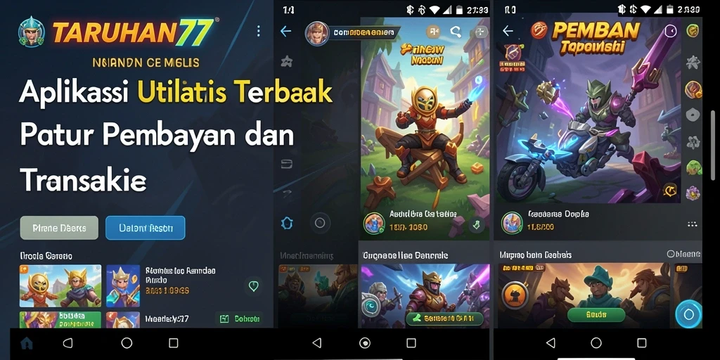 Tampilan layar utama aplikasi TARUHAN77 dengan fitur transaksi.