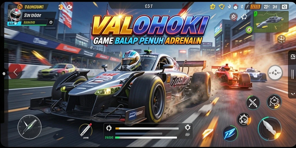 Screenshot gameplay VALOHOKI menampilkan momen balap yang mendebarkan.