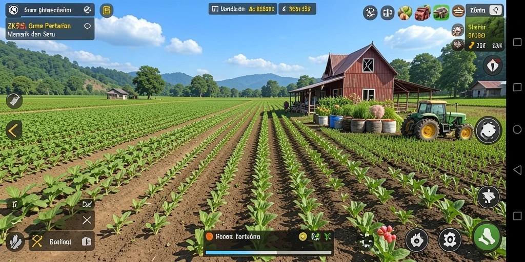 Gameplay menantang dan seru dalam ZK9 di ladang pertanian virtual.